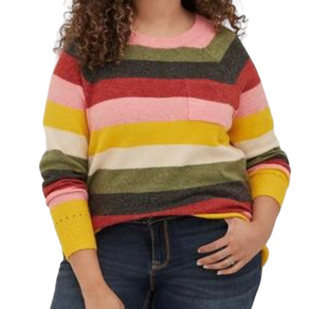 Torrid Vegan Cashmere multi striped pullover sweater